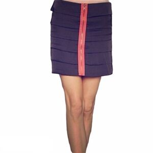 Bb Dakota Eggplant /  Coral Zip Front Skirt Size 6